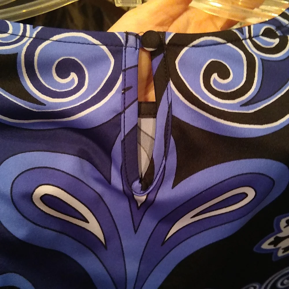 INC blue, black and purple paisley stretch dress, nwt, M - Picture 3 of 9